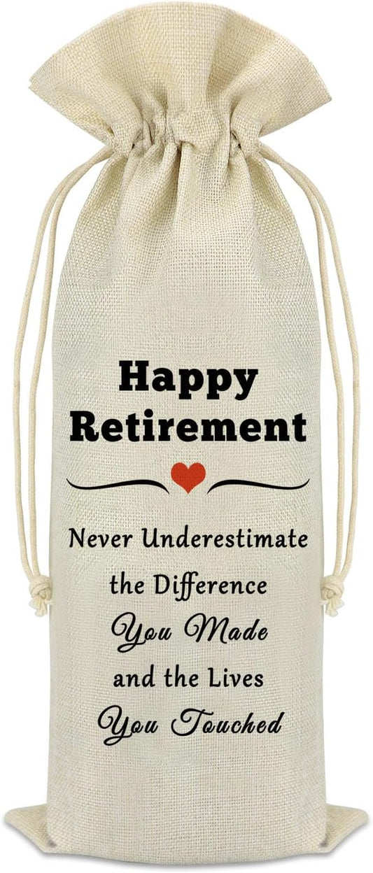 Happy Retirement Leaving Gifts Wine Bag Inspirational Retirement Gifts for Teacher Coworker Friend Colleagues Nurse Boss Coach Appreciation Gifts Going Away Gift for Men Women Wine Bottle Bag