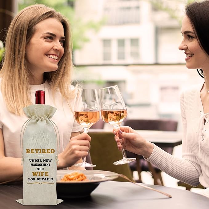 Sazuwu Funny Retirement Gifts for Men Wine Bag Retirement Gifts for Coworker Male Husband Retirement Gifts from Wife Wine Bottle Decoration Bag Wine Accessories Gifts for Wine Lovers