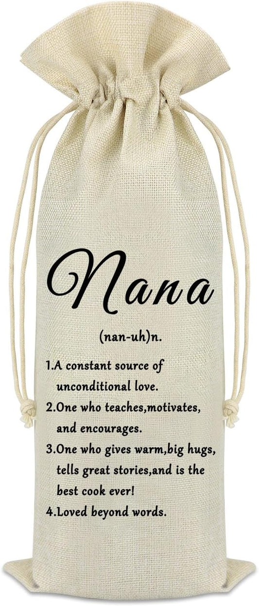 Grandma Gifts from Grandchildren Nana Wine Bag Grandma Birthday Gift Decorations Wine Bottle Bag Mothers Day Christmas Thanksgiving Gift for Nana Grandma Grandmother Gifts from Granddaughter Grandson