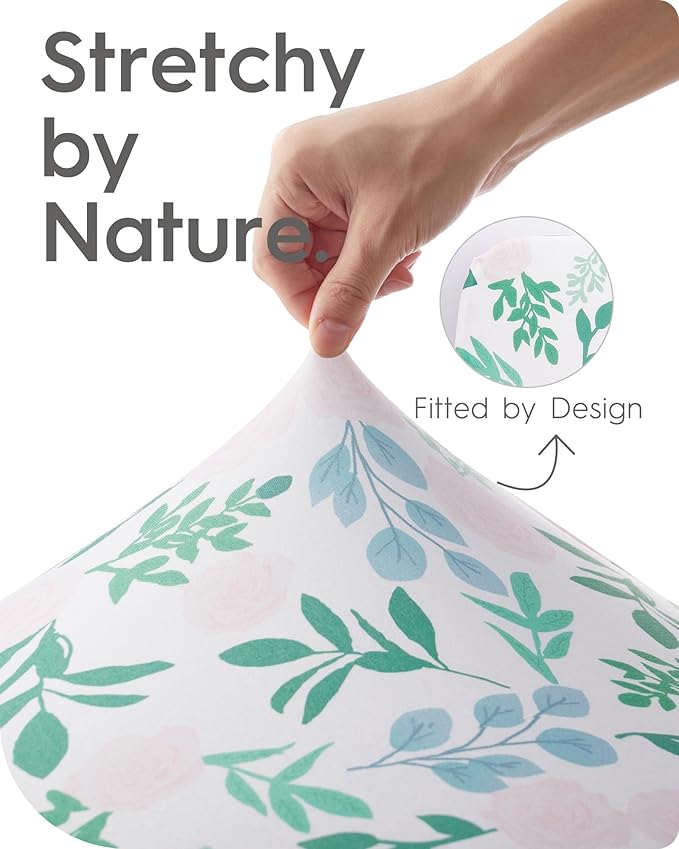 Baby Crib Sheets Girl, TotBasic Premium Soft Crib Mattress Sheet, Ultra Breathable Floral Crib Sheet Fitted, Super Stretchy Jersey Cotton Crib 28" x52‘’x9'' Extra Deep Pocket (Pastel Rosa)