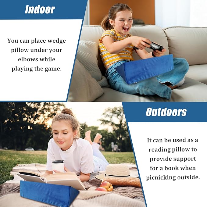 Small Wedge Pillow, Wedge Pillow for Bed Sores, Positioning Pillow, Positioning Wedge, Yoga Wedge Pillow, Mini Wedge Pillow for Laptop, Small Wedge Pillow for Chair (1 Unit, Blue)