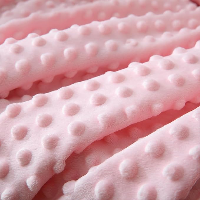 DaysU Silky Micro Soft Plush Baby Blankets for Girls with Print Animal Pattern and Soothing Raised Dots, Double Layer Bed Throws for Toddler Cot, Elephant, Pink, 50x60 Inches