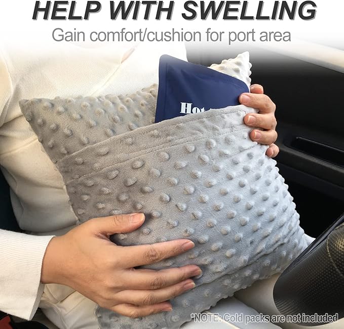 Heart Surgery Recovery Pillow for After Heart Surgery Open Heart Surgery Gifts Triple Bypass Heart Transplant Cough Pillow with Pocket for Cooling Pack, Minky Dot Gray