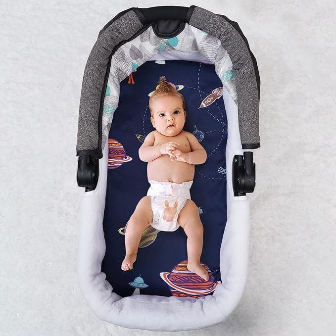 PHF Soft Bassinet Sheet Set, 2 Pack Silky Comfy Breathable Cradle Sheets for Baby Boys Girls, Univeral Fit for Most Cradle and Bassinet Mattress, Space