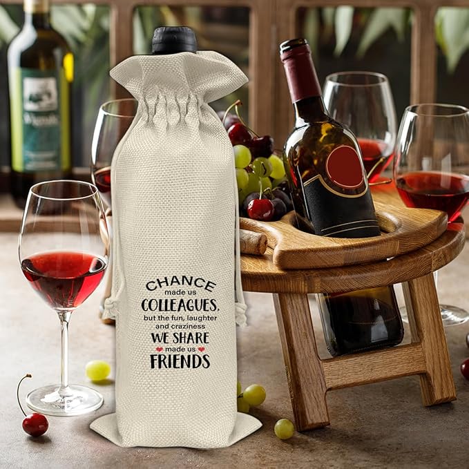 HOIJAUMAI Gift for Colleagues, Friendship Gifts for Coworkers Colleagues, Colleagues Wine Bag Coworker Wine Gift Bags for Women Men