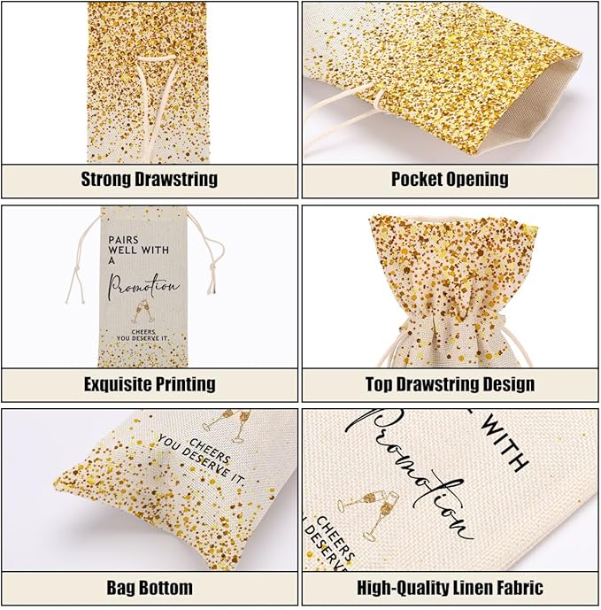 Promotion Gifts for Women Wine Bag Congratulations Gift Leaving Job Gifts New Job Gifts for Women Men Coworker Bestie Sister Friend Teacher Lady Daughter Wine Bags