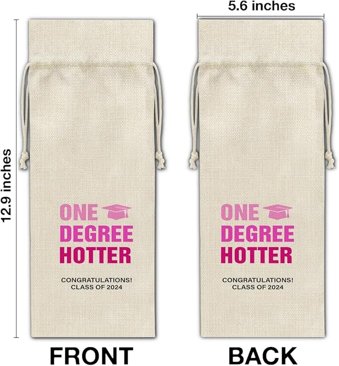 HOIJAUMAI Graduation Gifts for Women Her Graduation Wine Bag One Degree Hotter Class of 2024 Graduation Wine Gift Bags