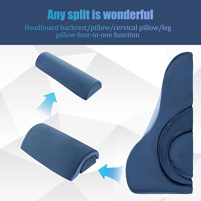 ROYALAY 3 PCS Adjustable Wedge Pillow for Sleeping, 3-in-1 High-Density Foam Wedge Pillow Set, Sleeping Wedge Pillow for Adults, Incline Bed Wedge Pillow for Back, Neck, Leg Support, Acid Reflux,blue
