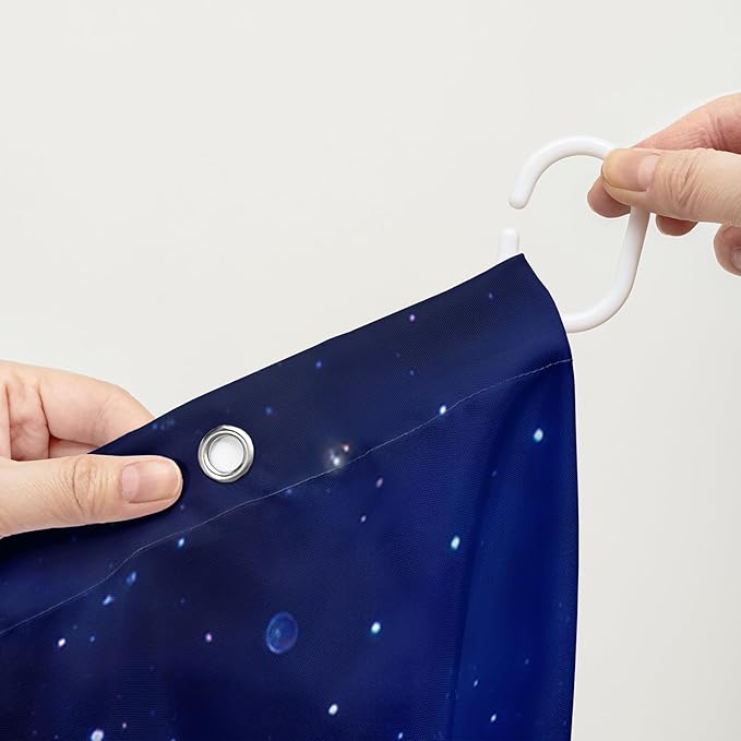 AILONEN Blue Rose Shower Curtain,Romantic Flower Bath Curtain for Girls Women,Blue Galaxy Starry Rose Floral Curtain for Bathroom Decor 36" W*72" H,Waterproof with 12 Plastic Hooks