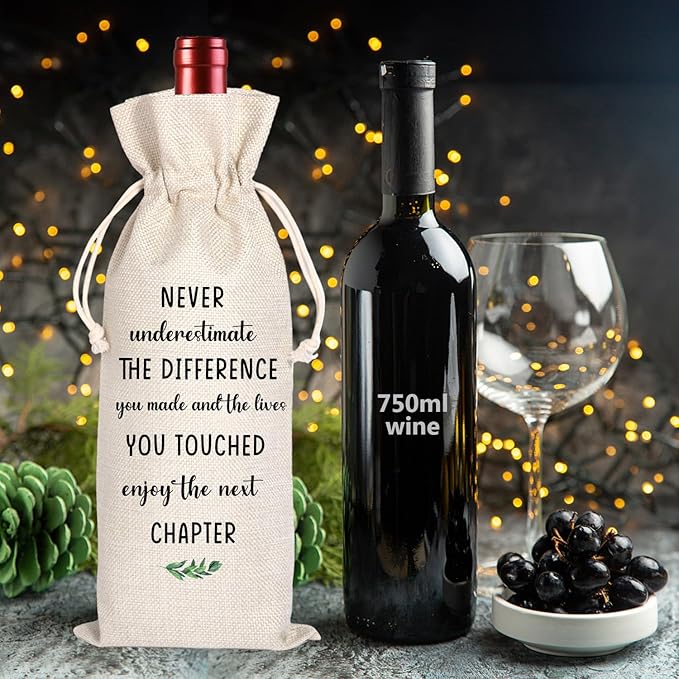 Coworker Gifts | Retirement Gifts Wine Bag | Retirement Gifts for Women Men | Retirement Gifts for Colleagues Best Friends Coworkers Boss Teachers | Retirement Party Decorations 11WB62