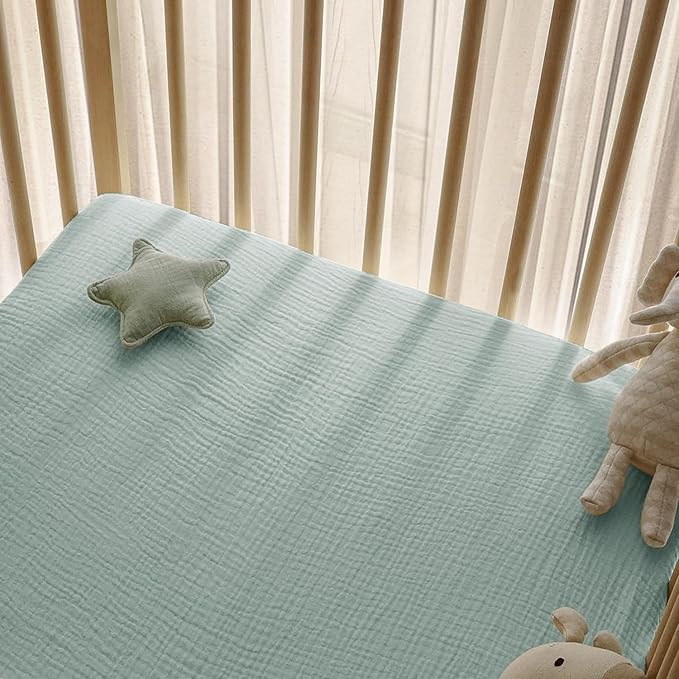 Muslin Crib Sheets, 2pk Neutral Fitted Baby Toddler Bed Sheets for Standard Crib Mattress & Toddler Bed Mattress, 28 x 52 inches, Blossom Cactus