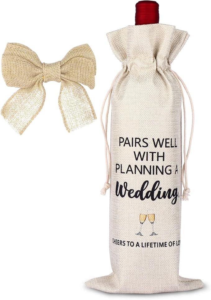 Wine Gift Bag, Engagement Gifts for Women, Wedding Gift for Couples Newly Engaged Unique (Cheers to a Lifetime of Love)