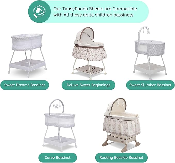 Bassinet Sheets for Delta Children Sweet Dreams, Slumber, Rocking, Curve, and Deluxe Beginnings Bedside Bassinet, 3 Pack, 16 x 32, Ultra Soft, Breathable, Unisex Boys Girls, Gray (Space Rockets)