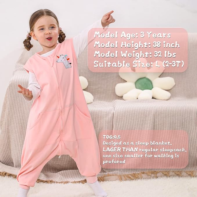 WONDAY Toddler Sleep Sack, Sleep Sack 2t-3t, Sleep Sack Baby Wearable Blanket, Toddler Baby Sleep Sacks with Feet, Sleeveless Soft Toddler Sleeping Sack