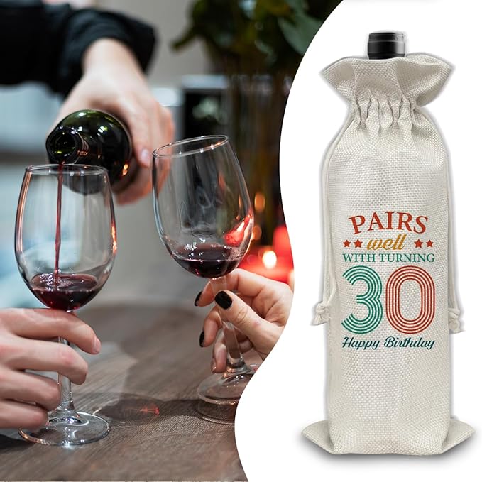 30th Birthday Gifts Wine Bag Congratulations Gifts for Women Men Parents Mom Dad Anniversary Favors 1994 with Time Information Wine Gift Bag