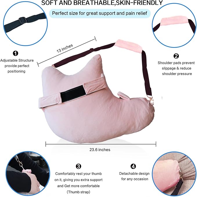 Shoulder Surgery Pillow, Ergonomic Rotator Cuff Pillow, Comfortable Post Shoulder Surgery Pillow, Adjustable Structure Provide Support, Shoulder Pain Relief (Orange, Arm & Shoulder Strap)