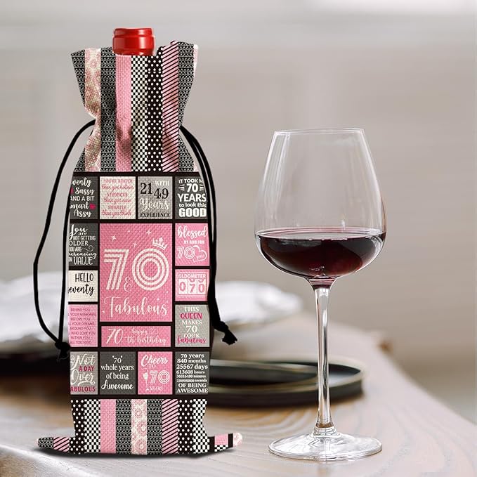 Funny 70th Birthday Gifts for Women Men Wine Bag, Happy Anniversary 70th Birthday Party Decorations for Women Man Wine Bags, Birthday Gifts for 70 Year Old Woman Wine Bottle Bag