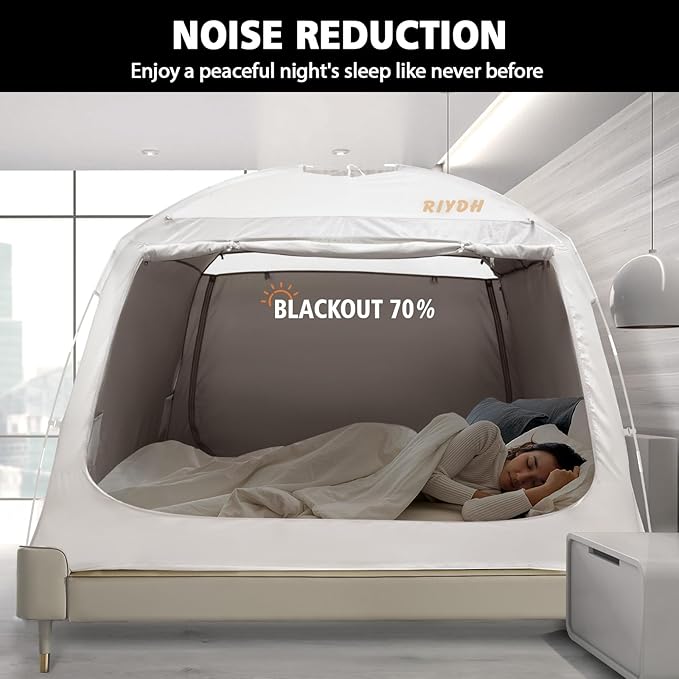 Bed Tent Bed Canopy Twin Size for Adult and Kids - Portable Sleeping Tents Indoor Dream Tents 70% Blackout with String Light 3 Doors Breathable Privacy Space Tents