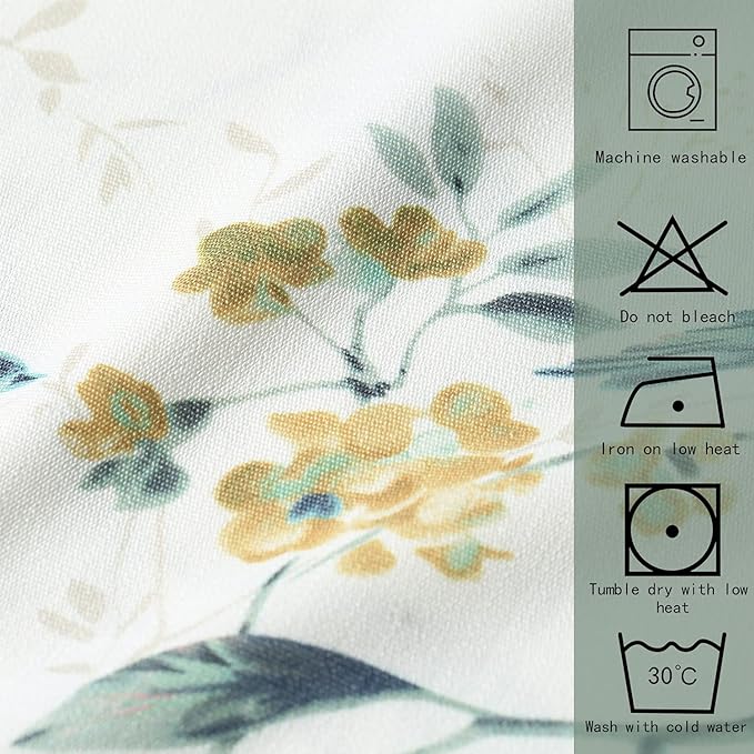 Leeva Birds Vines Printed Curtains Valance for Kitchen Bath Laundry Bedroom Living Room, Rod Pocket Semi-Blackout Valances for Windows, 52 x 18 Inch, Green Birds, One Panel