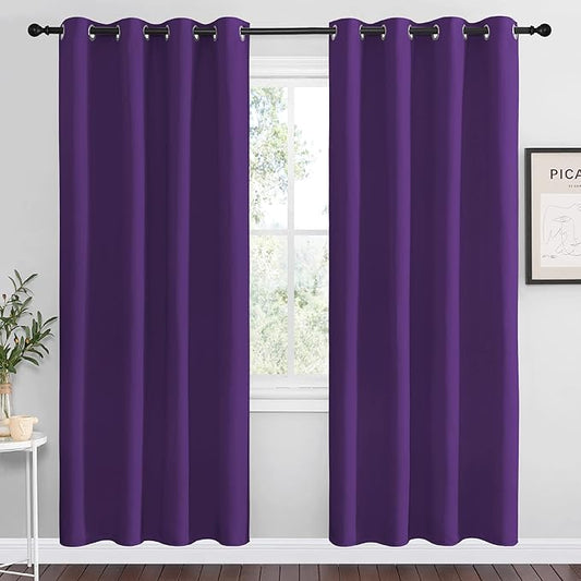 NICETOWN Purple Blackout Curtains 78 inches Long, Niose Reducing and Thermal Insulated Room Darkening Curtains for Girls Bedroom Living Room Window Decoration (55 inches Wide, 2 Panels)