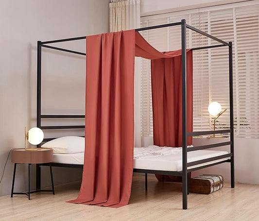 Akiky Montessori Floor Bed Canopy Curtains Linen Canopy for Kids House Bed Canopy Scarf for Toddler Adult Bed Frame Canopy Panel Nursery Room Decor (Full/Queen,Terracotta)