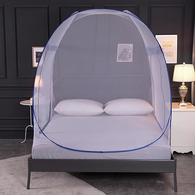 Mosquito Net for Bed, Folded Size 12 inch Portable Camping Travel Mosquito Net, Pop Up Mosquito Tent with Double Entry for King Queen Size Bed (Folded 12 Inch, 59"x79"x59")