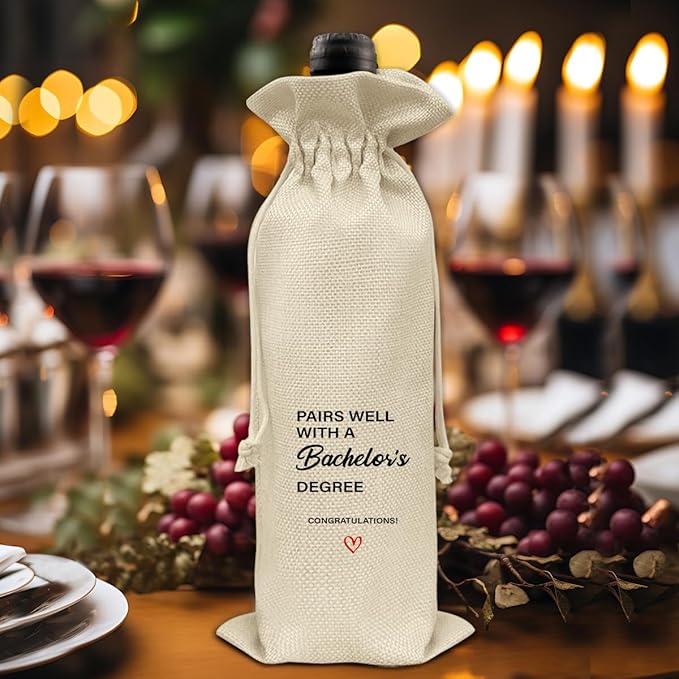 HOIJAUMAI Masters Degree Graduation Gifts Masters Graduation Gift Graduation Wine Bag Pairs Well with a Bachelor's Degree Wine Gift Bags for Women Men