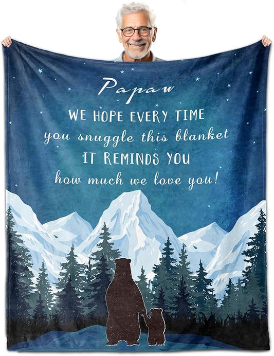 Papaw Gifts, Gifts for Papaw Blanket 60"x50",Papaw Gifts from Grandchildren, Papaw Birthday Gifts, Papaw Gifts from Grandson Granddaughter, Best Papaw Gifts for Father's Day Christmas