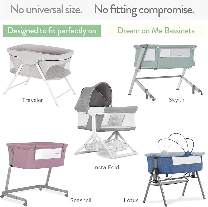 Bassinet Fitted Sheets Compatible with Dream on Me Traveler Portable Bassinet & Skylar, Seashell Bedside Sleeper – Snuggly Soft 100% Jersey Cotton – Cream + Brown – 2 Pack