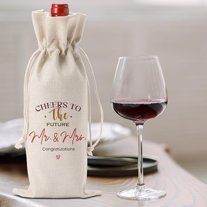 Wedding Shower Gifts Wine Bag, Bridal Shower Wedding Gifts, Bridal Shower Party Favors Wine Bags, Mr And Mrs Wedding Gifts, Cheers To The Future Mr And Mrs Wine Bottle Bag