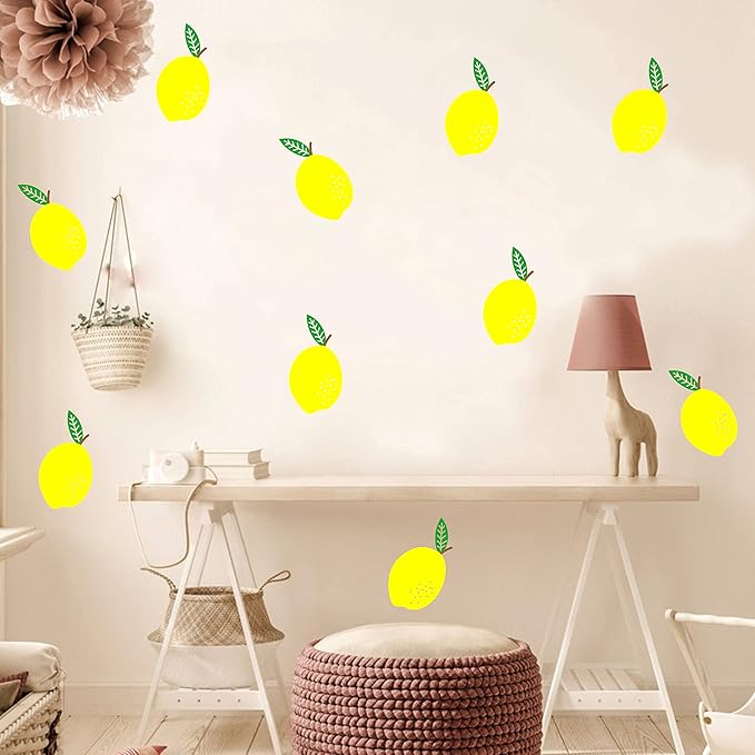 Lemon Wall Decals Lemon Sticker Modern Decals for Bedroom Living Room Kitchen Kids Room Wall Decor Hand Drawn Decal Nursery Wall Decor Y51 (Yellow)