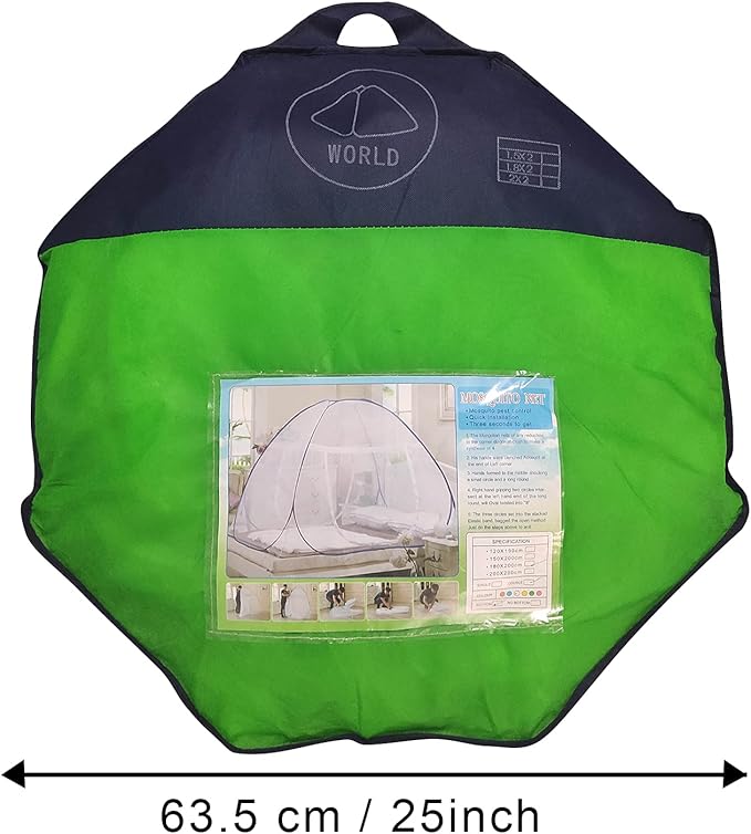 Pop Up Bed Net Tent for Bedroom with Net Bottom, Portable Double Door Travel Folding Design Bed Canopy, Foldable (Khaki-79 x71x59 inch)