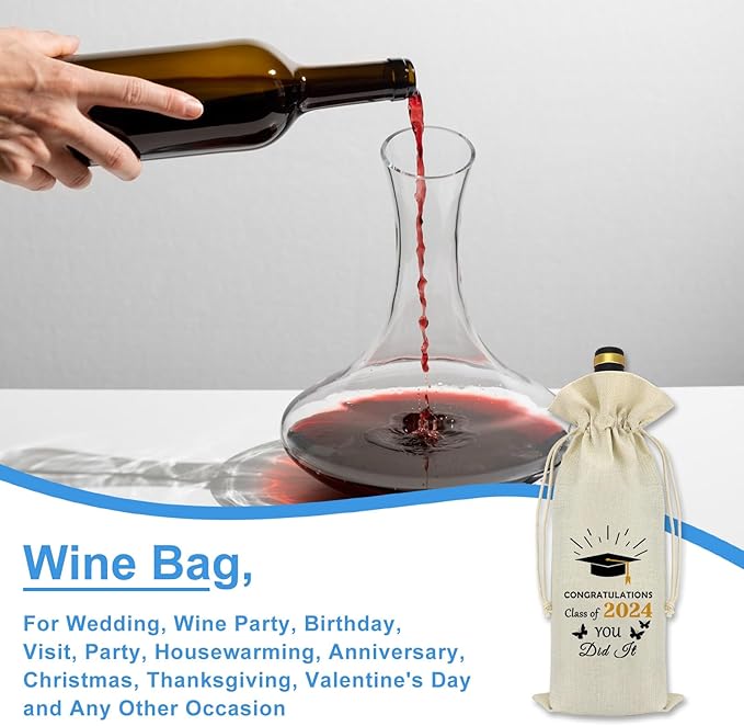 Class of 2024 Graduation Gifts Wine Bag 2024 Graduation Gifts for Him Her Congratulations Graduate Gift for Women Men Graduation Birthday Gifts for Son Daughter Teen Boy Girl Friend Wine Wrapping Bags