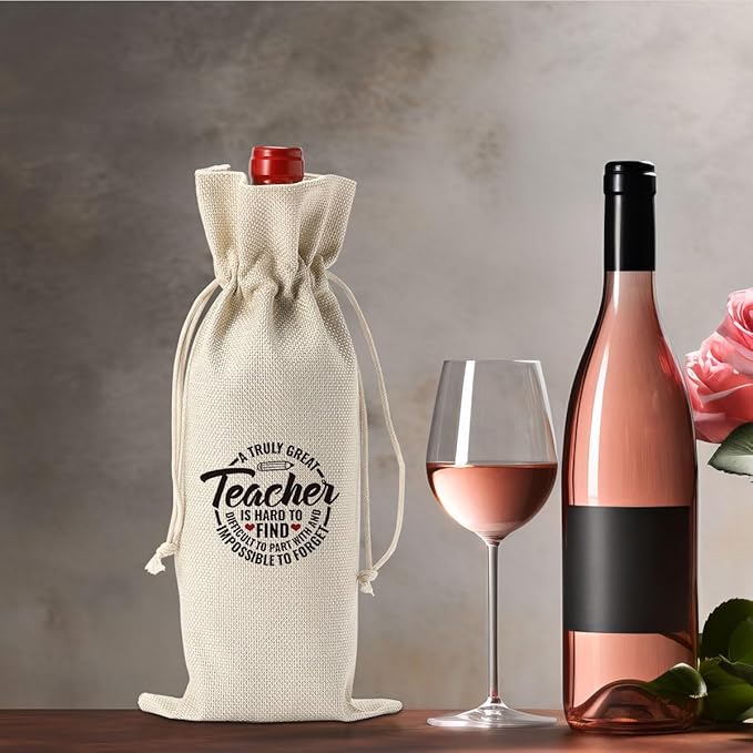 Teacher Thank You Gifts from Student, Teacher Appreciation Gifts for Women Men, Teacher's Day Gifts Wine Bags, A Truly Great Teacher