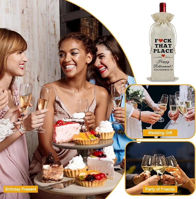 Sazuwu Happy Retirement Gifts Wine Bag Retirement Gifts for Women Men 2024 Funny Decider Officially Retired Funny Gifts Wine Bottle Decoration Bag Leaving Job Gifts for Coworkers Friends