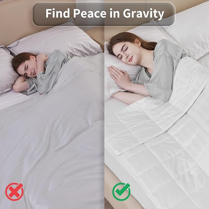 Weighted Blanket for Adult,20lbs Heavy Weighted Blanket 80"x87" Breathable Cooling Summer Blankets, Ultra Soft Cotton Comfort Throw Blanket with Glass Beads for All-Season (White)