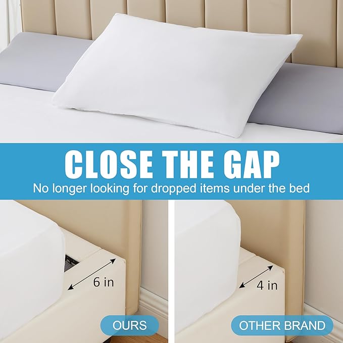 Queen Bed Wedge Pillow for Headboard, Foam Pillow Wedge for Headboard Gap, Mattress Bed Gap Filler Queen, Triangle Pillow Wedge, Anti-slip Bed Crack Pillow Space Filler Queen (60"×10"×6") Grey