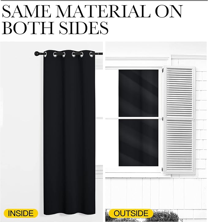 NICETOWN Halloween Blackout Curtain Panels 86 inches - Light Reducing Thermal Insulated Solid Grommet Blackout Curtains/Panels/Drapes for Living Room (Set of 2, 55 inches by 86 Inch, Black)