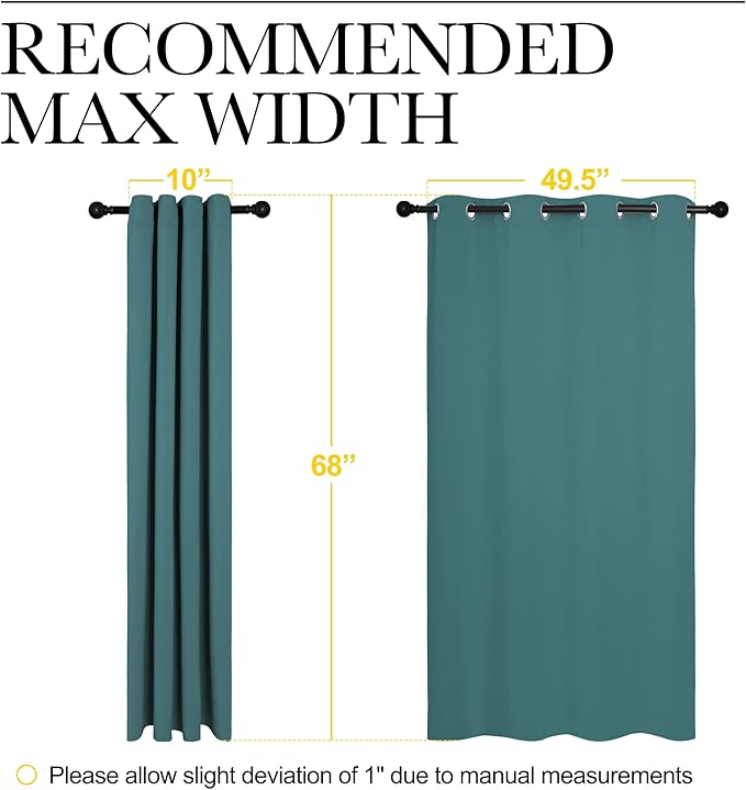 NICETOWN Bedroom Curtain Panels Blackout Draperies, Thermal Insulated Solid Grommet Blackout Curtains/Drapes (Sea Teal, One Pair, 55 by 68-inch)