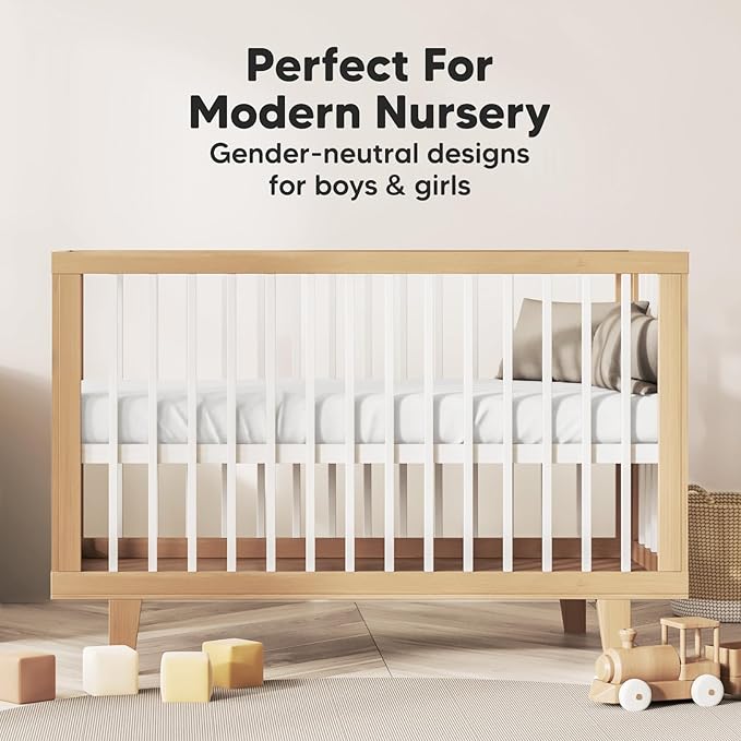 2-Pack Mini Crib Sheets Fitted, Pack and Play Sheets - Organic Cotton Pack N Play Sheets for Pack and Play Mattress, Playard Baby Crib Sheets, Jersey Crib Sheets Neutral for Boys,Girls (Soft White)