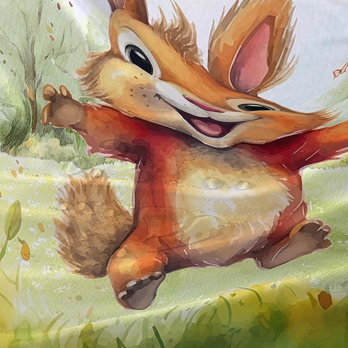 AILONEN Cartoon Cute Squirrel Shower Curtain,Kawaii Squirrel Bathroom Curtains for Kids,Girls,Tie Dye Tree Shower Curtains Set with Hooks for Bathroom,36" W*72" H