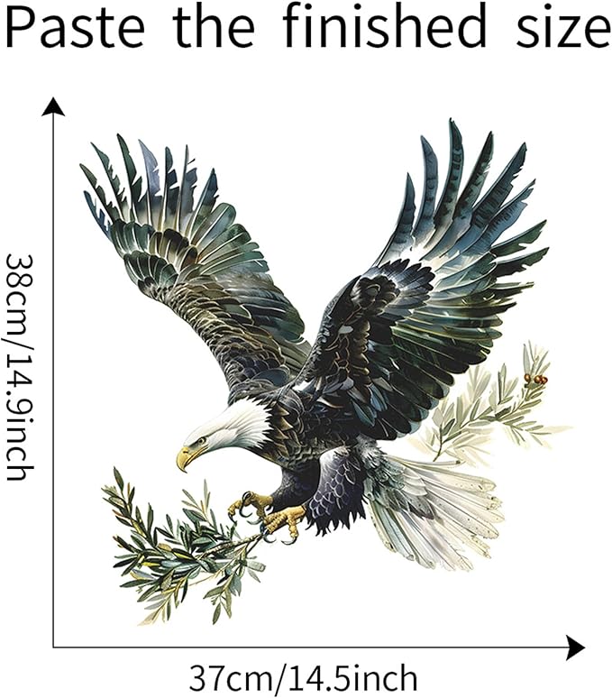 Watercolor Style Eagle Wall Decal Animals Wall Sticker Safari Wall Decor for Nursery Kid'sroom School Classroom Livingroom Bedroom Bathroom Decoration (Watercolor Style Eagle 2)