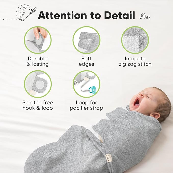 KeaBabies 3-Pack Organic Baby Swaddle Sleep Sacks - Newborn Swaddle Sack, Ergonomic Baby Swaddles 0-3 Months,Swaddles for Newborns,Baby Sleep Sack,Baby Swaddle Blanket Wrap,Baby Essentials(Cloud)