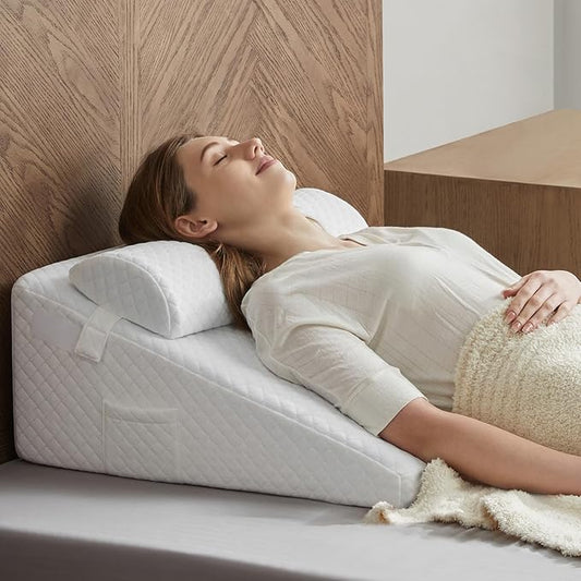 Wedge Pillow, 10” Bed Wedge Pillow for Sleeping, Elevate Incline Pillow for Adults,Memory Foam Wedge with Washable Case, Ideal for Rest & Relax