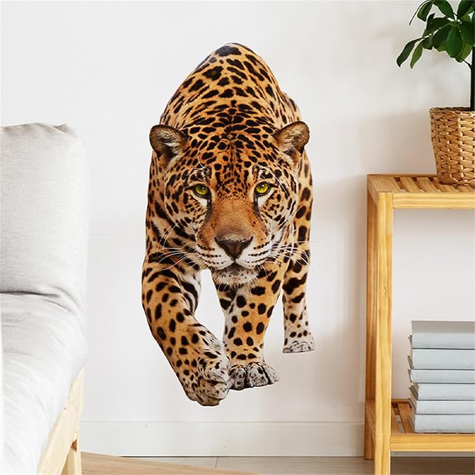 Lifelike Cheetah Wall Decal 3D Animals Wall Sticker Safari Wall Decor for Nursery Kid'sroom School Classroom Livingroom Bedroom Bathroom Decoration (Lifelike Cheetah 3)