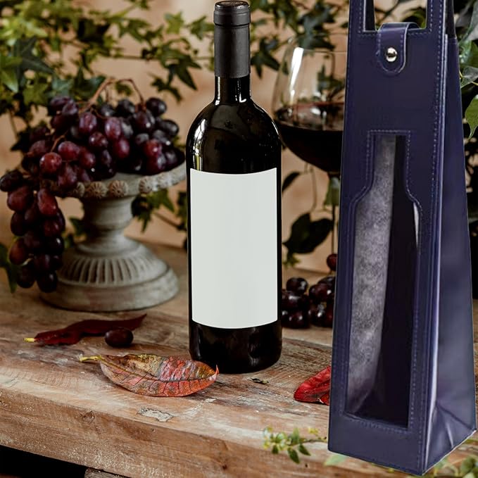 Resuable Leather Wine Tote Bag,Leather Wine Bottle Packaging Bag Classic Single Wine Bottle Gift Bag Leather Wine Carrier Tote Other Bar Accessories