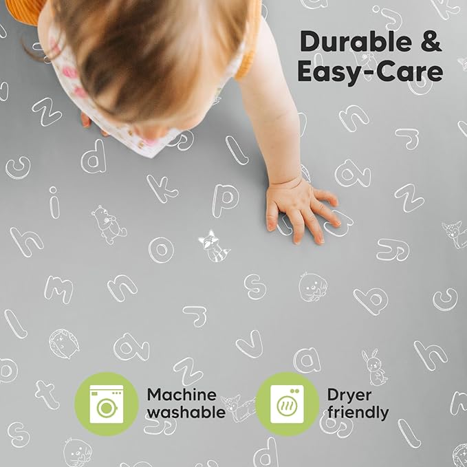 Pack and Play Sheets Fitted, 2-Pack Mini Crib Sheets - Pack N Play Sheets, Organic Fitted Crib Sheet for Pack and Play Mattress, Playard Baby Crib Sheets,Crib Sheets Neutral for Boys,Girls (ABC Land)