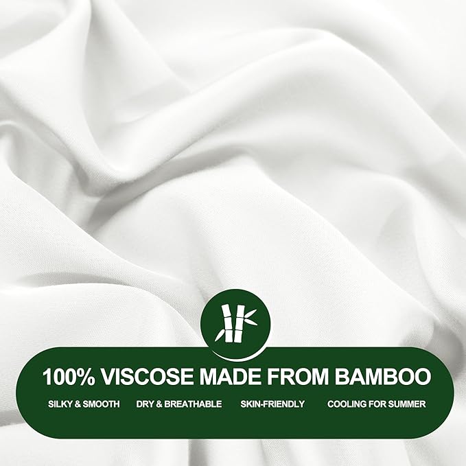 HOMBYS Bamboo Viscose Bed Wedge Pillow Cover with Zipper, 100% Viscose Made from Bamboo, Soft, Cooling, Breathable Wedge Pillowcase Sweat-Absorbent Pillowcase for Summer, 25"x25"x8", White