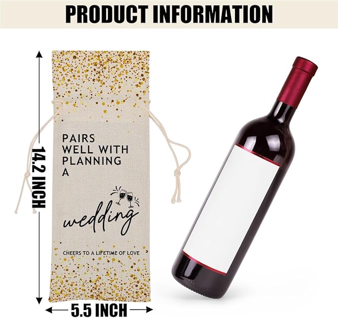Wedding Bridal Shower Gifts Wine Bag Honeymoon Gifts Engagement Gifts for Couples Women Men Friend Coworker Niece Teacher Bachelorette Party Mrs Gifts Wine Bags