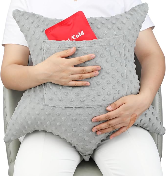 Star Hysterectomy Pillow Abdominal Recovery Pillows for C-Section Tummy Tuck Lumpectomy Myomectomy Belly Surgery Must Haves Shock Absorbing Cough Cushion Patients Gifts Minky Dot Gray